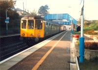 Eastbound DMU at Polmont.<br><br>[Ewan Crawford //1987]