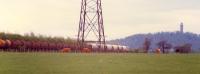 A 26 heads west from Cambus Junction. On the right is the Wallace Monument.<br><br>[Ewan Crawford //1988]