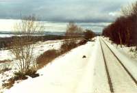 Looking back to Inverness from the rear of a Glasgow bound train near Daviot. The line was double track.<br><br>[Ewan Crawford //]