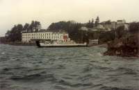 Car ferry at Kyle of Lochalsh. The hotel behind the ferry was the station hotel.<br><br>[Ewan Crawford 03/01/1989]