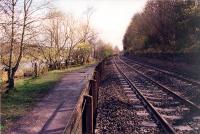 Looking east at the former Border Counties Junction. The base of the signalbox can be seen in the distance. This box controlled both the Border Counties and Allendale branches.<br><br>[Ewan Crawford /11/1997]