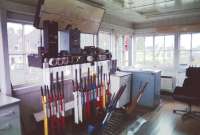 Interior of the signal box at Kingussie.<br><br>[John Gray //]