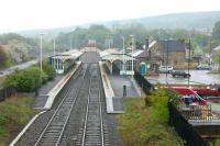 View east over Hexham station from the A6079 road bridge in May 2006.<br><br>[John Furnevel 07/05/2006]