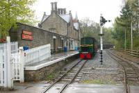 Looking into Alston station, South Tynedale Railway, from the level crossing in May 2006. No 4 is alongside the platform. [See image 53448]<br><br>[John Furnevel 06/05/2006]