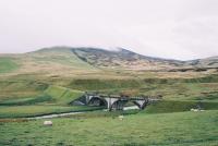 Bridge over Elvan Water on Wanlockhead branch, the Lowthers stand shrouded behind.<br><br>[Clive Barlow 26/05/2006]