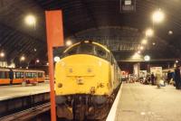 A 37 on an arrived West Highland train at Queen Street.<br><br>[Ewan Crawford //1988]