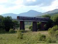 Fort William - Glasgow Sprinter approaches Crianlarich.<br><br>[Ewan Crawford 01/07/2006]